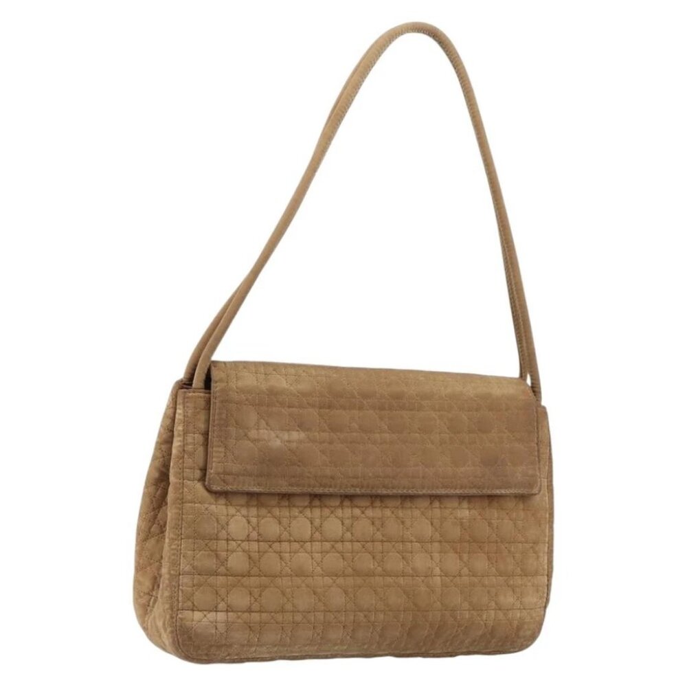 Christian Dior Canage Shoulder Bag Nylon Beige Gold